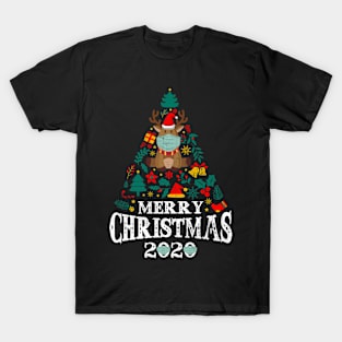 Funny Quarantine Christmas 2020 Tree Deer Mask Costume T-Shirt